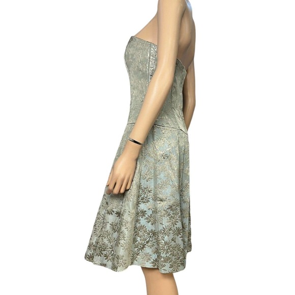 90s Vintage Jessica McClintock Strapless Cocktail Dress Brocade Rococo - Picture 4 of 8